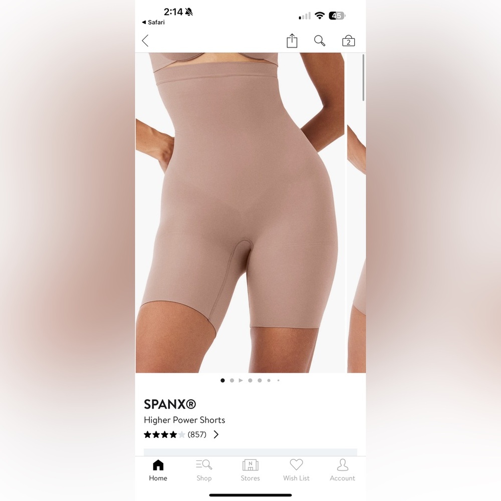 Spanx Higher Power Shorts Nude Size M
